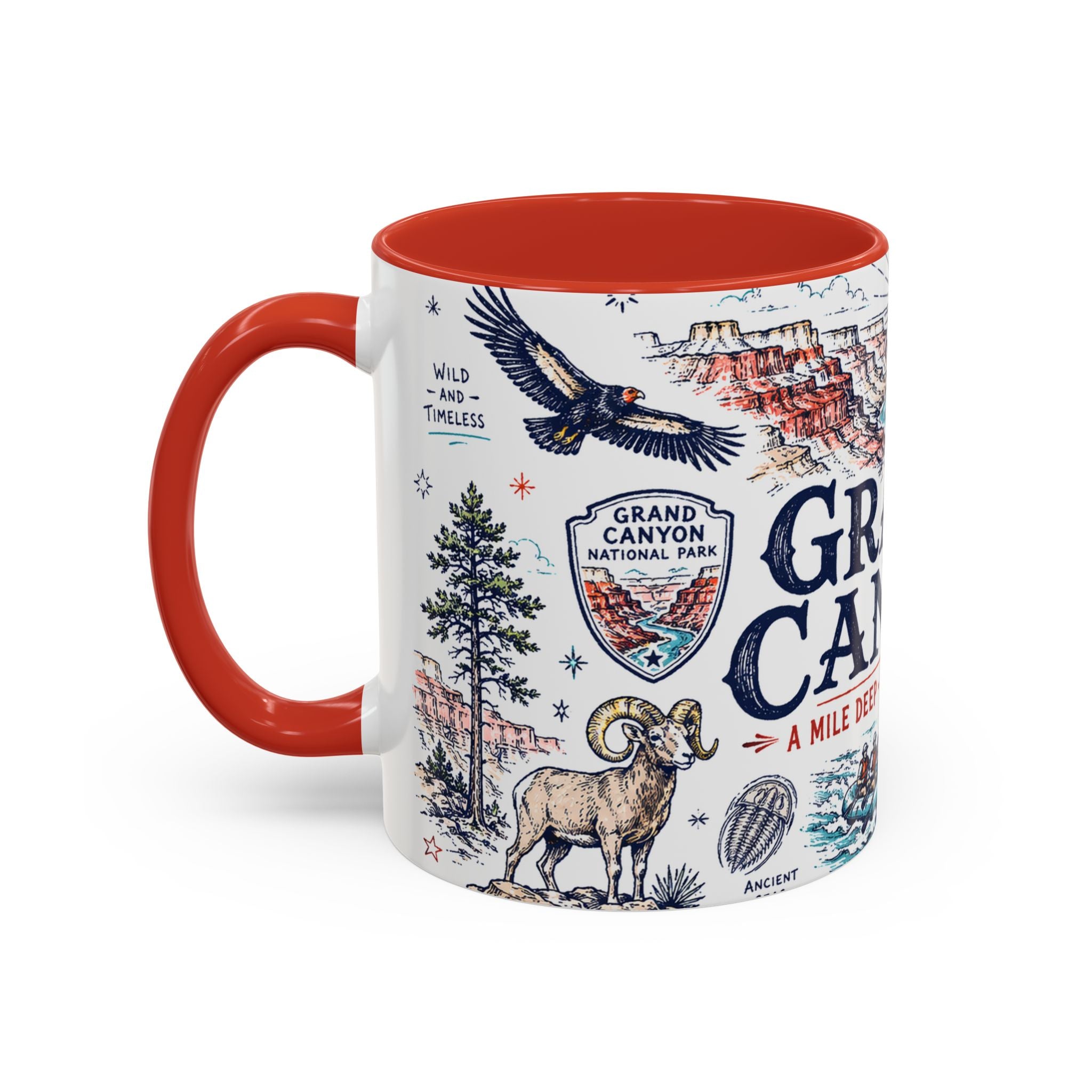 Grand Canyon National Park Coffee Mug | Hiking Camping Nature Gift | Accent Color Ceramic 11oz 15oz