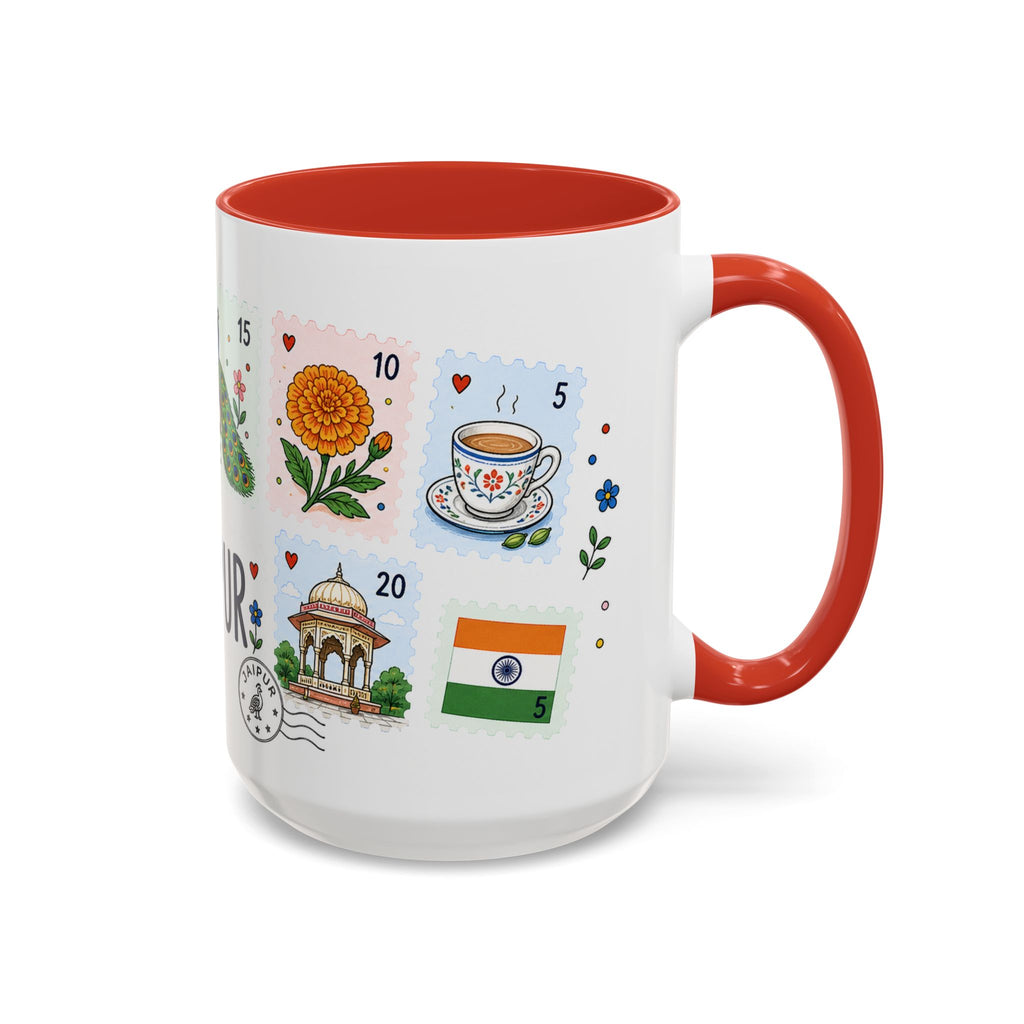 Jaipur Coffee Mug | Postage Stamp Collage Mug | Travel Souvenir Accent Cup 11oz 15oz