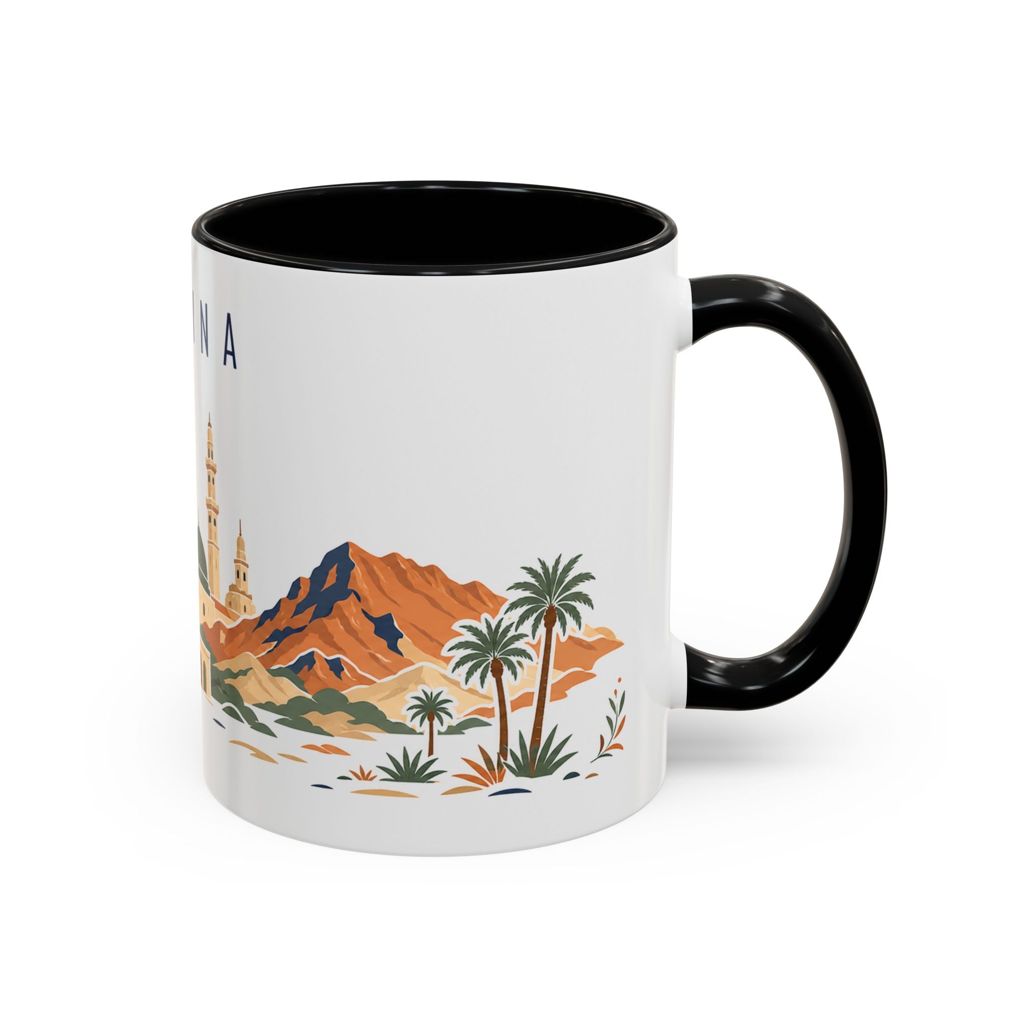 Medina Coffee Mug | Saudi Arabia Travel Souvenir | Porcelain Decal City Gift | 11oz 15oz Accent Mug