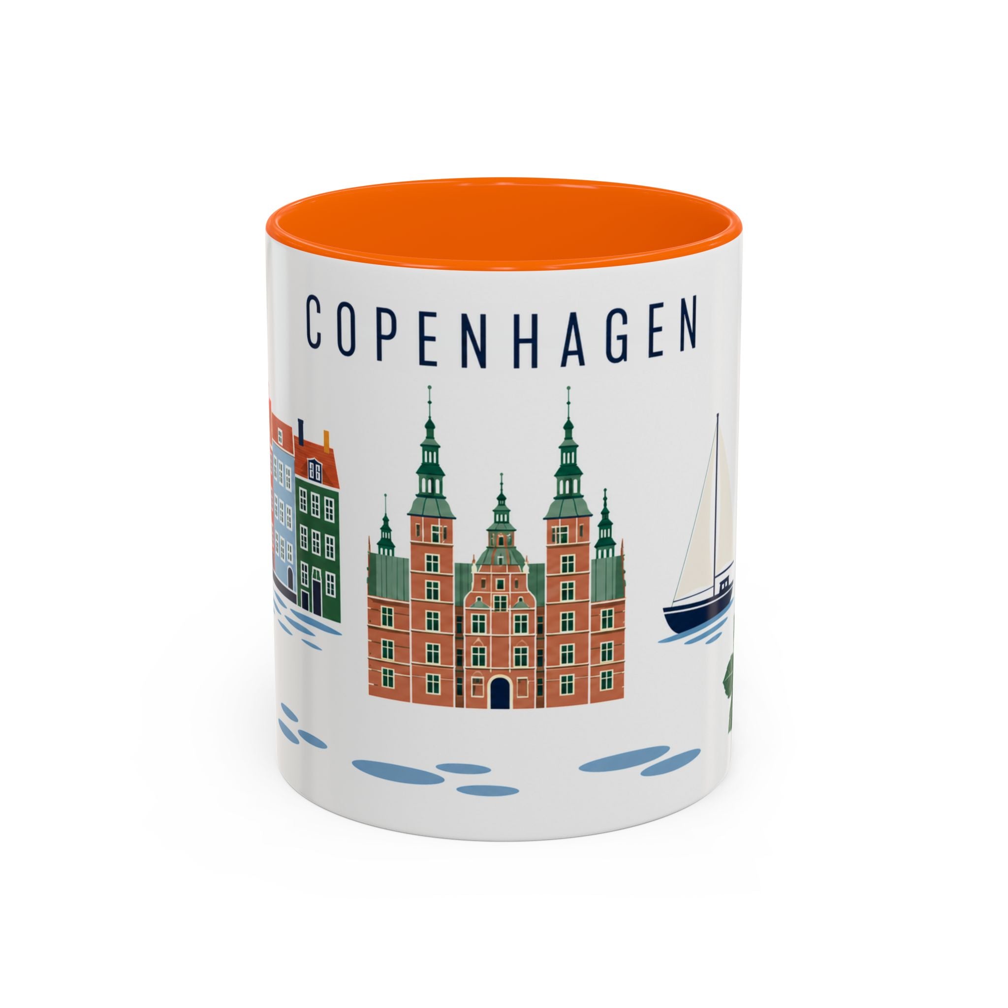Copenhagen Coffee Mug | Denmark Travel Souvenir | Porcelain Decal City Gift | 11oz 15oz Accent Mug