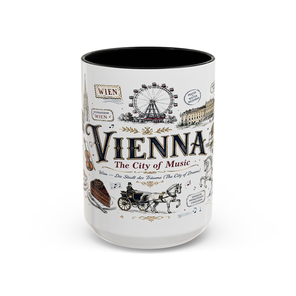 Vienna Coffee Mug | Austria Souvenir Travel Gift | Accent Color Ceramic 11oz 15oz