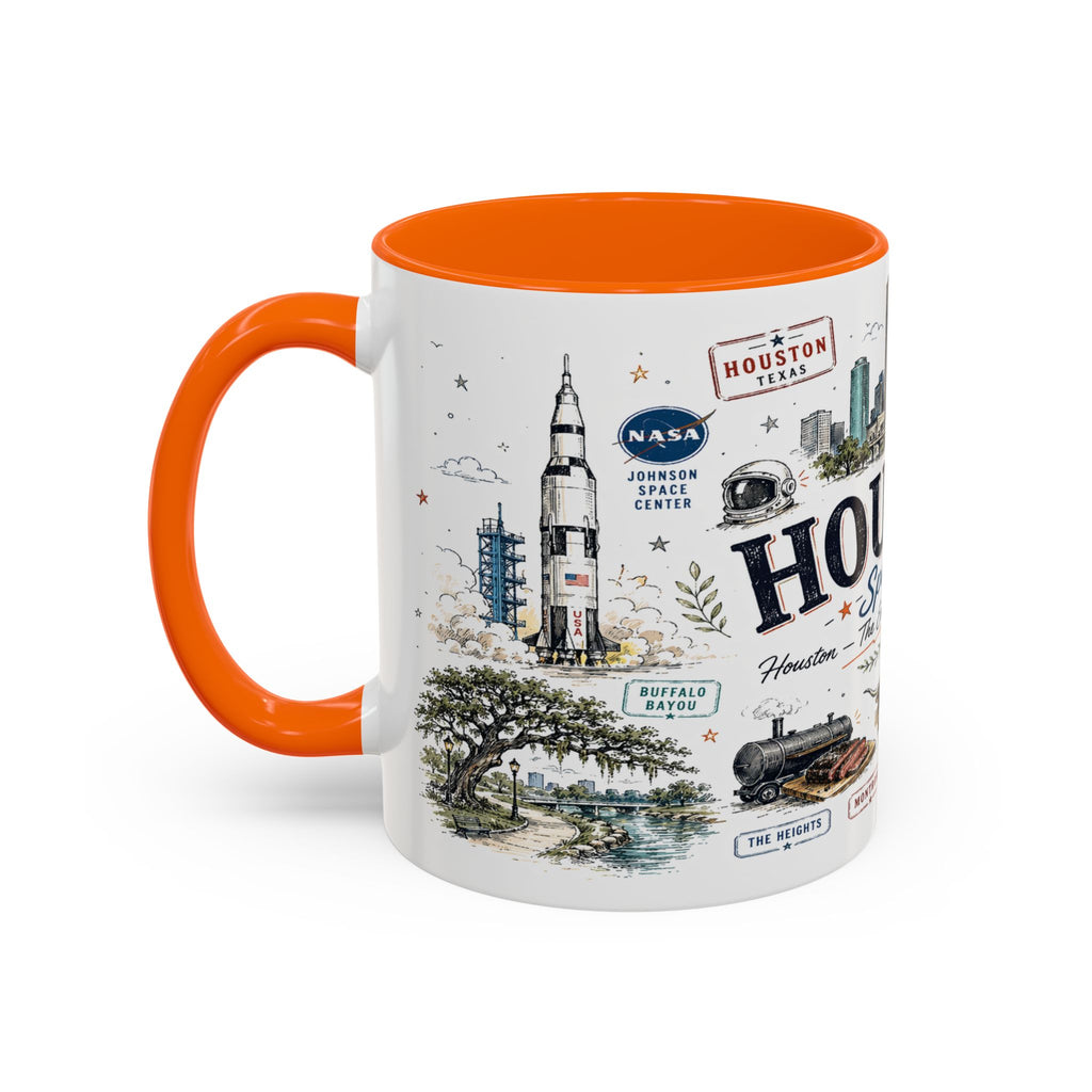 Houston Coffee Mug | Texas Souvenir City Gift | Accent Color Ceramic 11oz 15oz