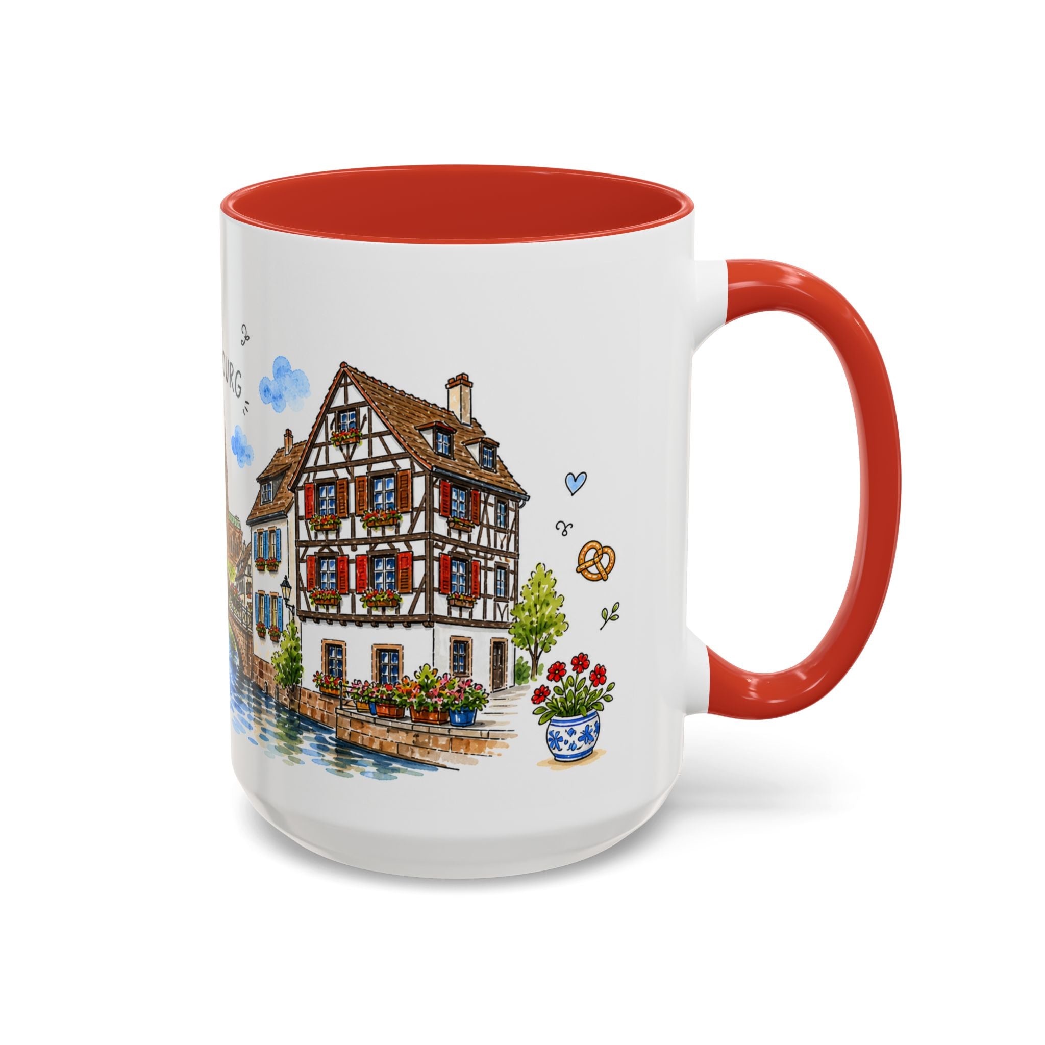Strasbourg Illustrated Travel Mug | France Souvenir Accent Coffee Mug | 11oz 15oz Ceramic Cup