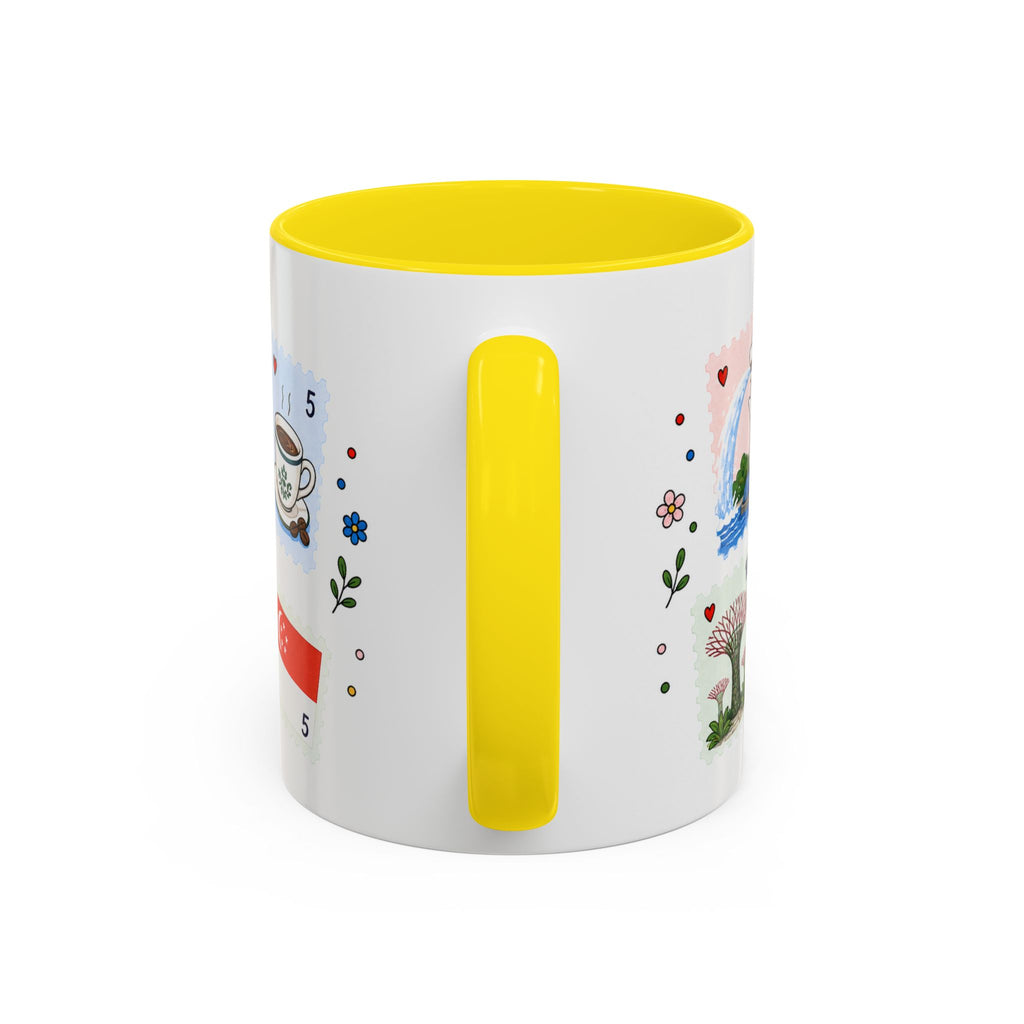 Singapore Coffee Mug | Postage Stamp Collage Mug | Travel Souvenir Accent Cup 11oz 15oz