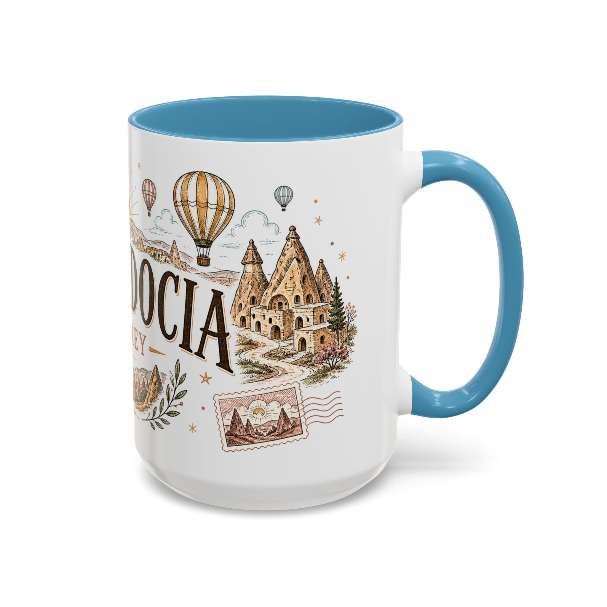 Cappadocia Coffee Mug | Travel Destination Souvenir Gift | Accent Color Ceramic 11oz 15oz