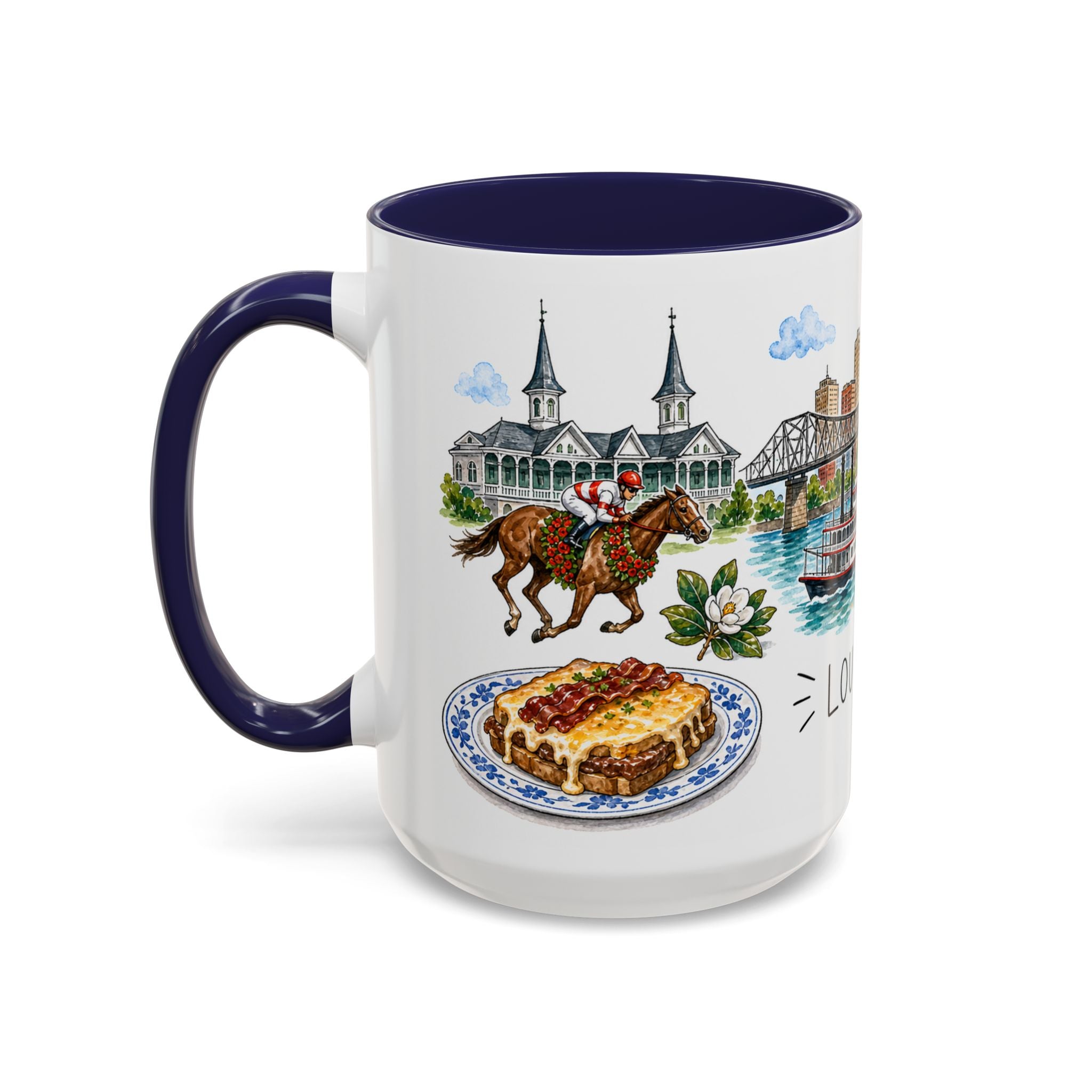 Louisville Illustrated Travel Mug | City Souvenir Accent Coffee Mug | 11oz 15oz Ceramic Cup