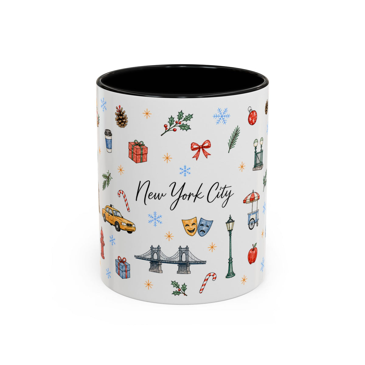 New York City Christmas Mug | Watercolor City Souvenir | Ceramic Coffee Cup