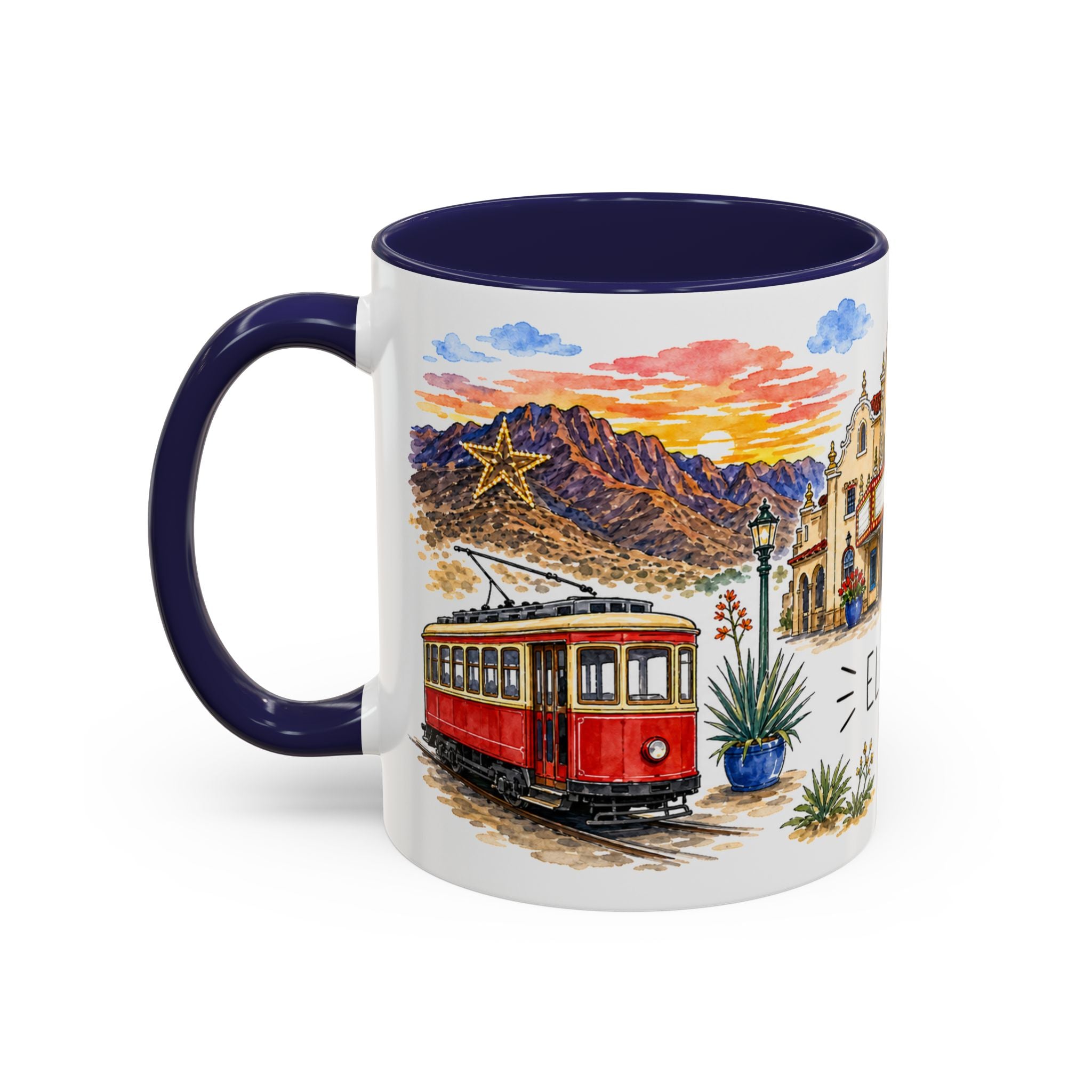 El Paso Illustrated Travel Mug | City Souvenir Accent Coffee Mug | 11oz 15oz Ceramic Cup