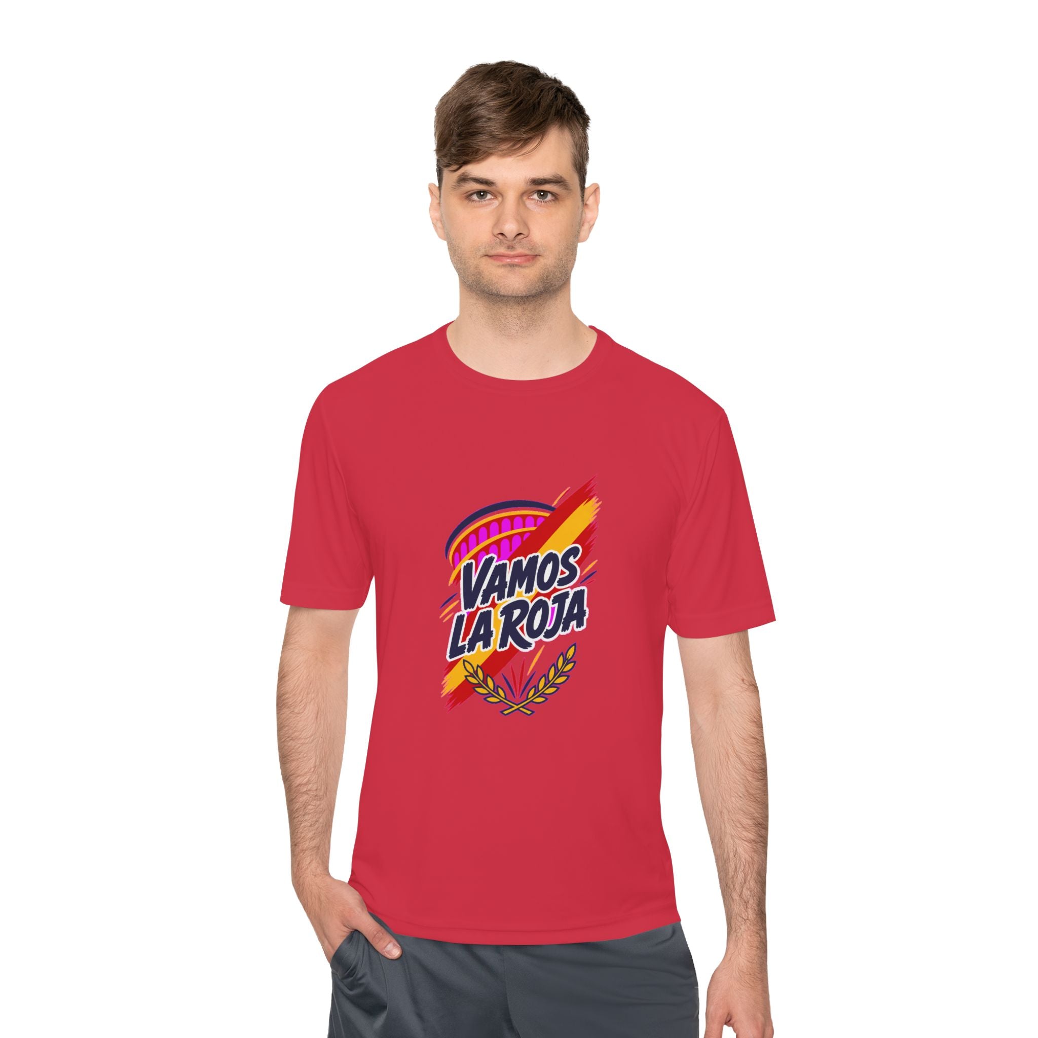 Spain Soccer T Shirt, Vamos La Roja Tee, World Football Fan Shirt, Moisture Wicking Sport Tee