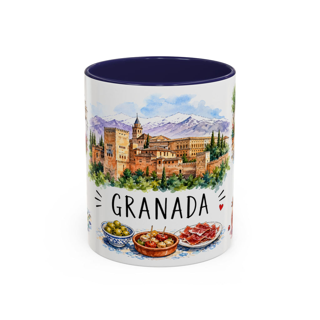 Granada Illustrated Travel Mug | City Souvenir Accent Coffee Mug | 11oz 15oz Ceramic Cup