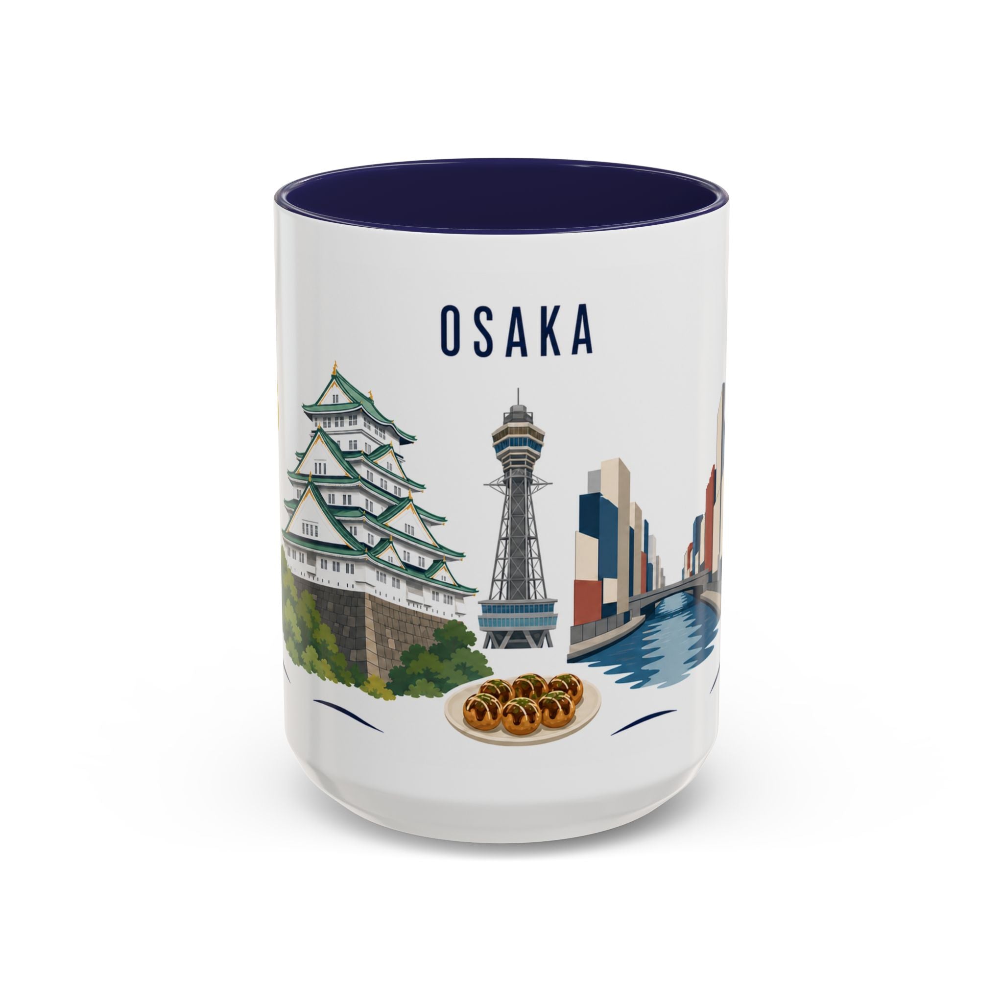 Osaka Coffee Mug | Japan Travel Souvenir | Porcelain Decal City Gift | 11oz 15oz Accent Mug