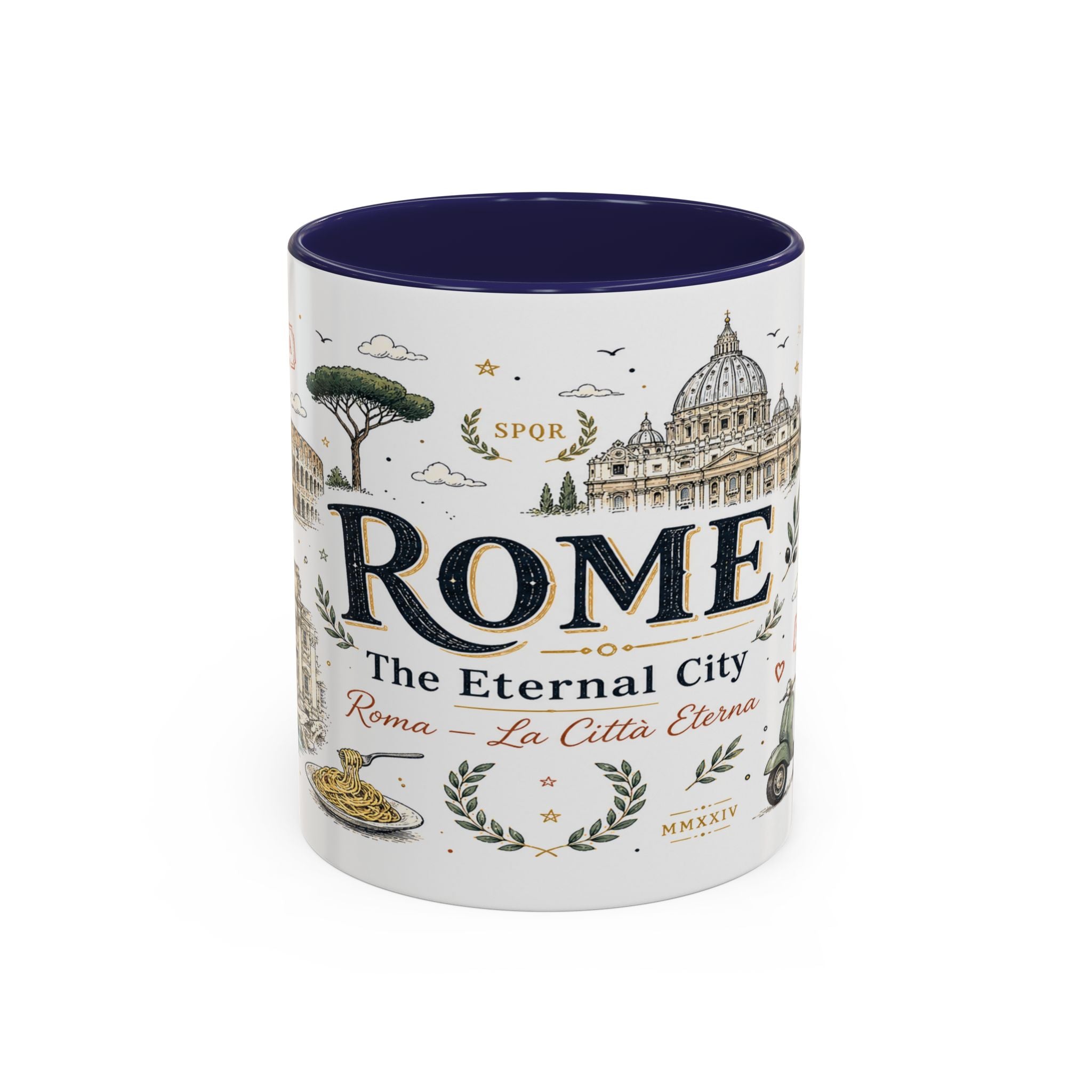 Rome Coffee Mug | Italy Souvenir Travel Gift | Accent Color Ceramic 11oz 15oz