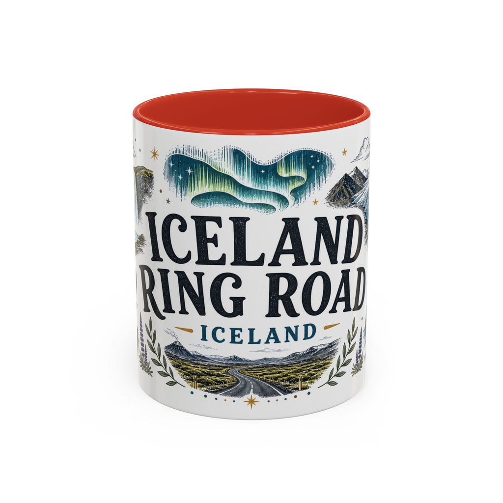 Iceland Ring Road Coffee Mug | Travel Destination Souvenir Gift | Accent Color Ceramic 11oz 15oz