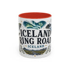 Iceland Ring Road Coffee Mug | Travel Destination Souvenir Gift | Accent Color Ceramic 11oz 15oz