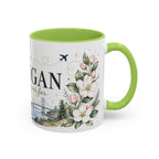 Michigan State Map Mug | Botanical Accents, Lakes Art | Homesick Gift
