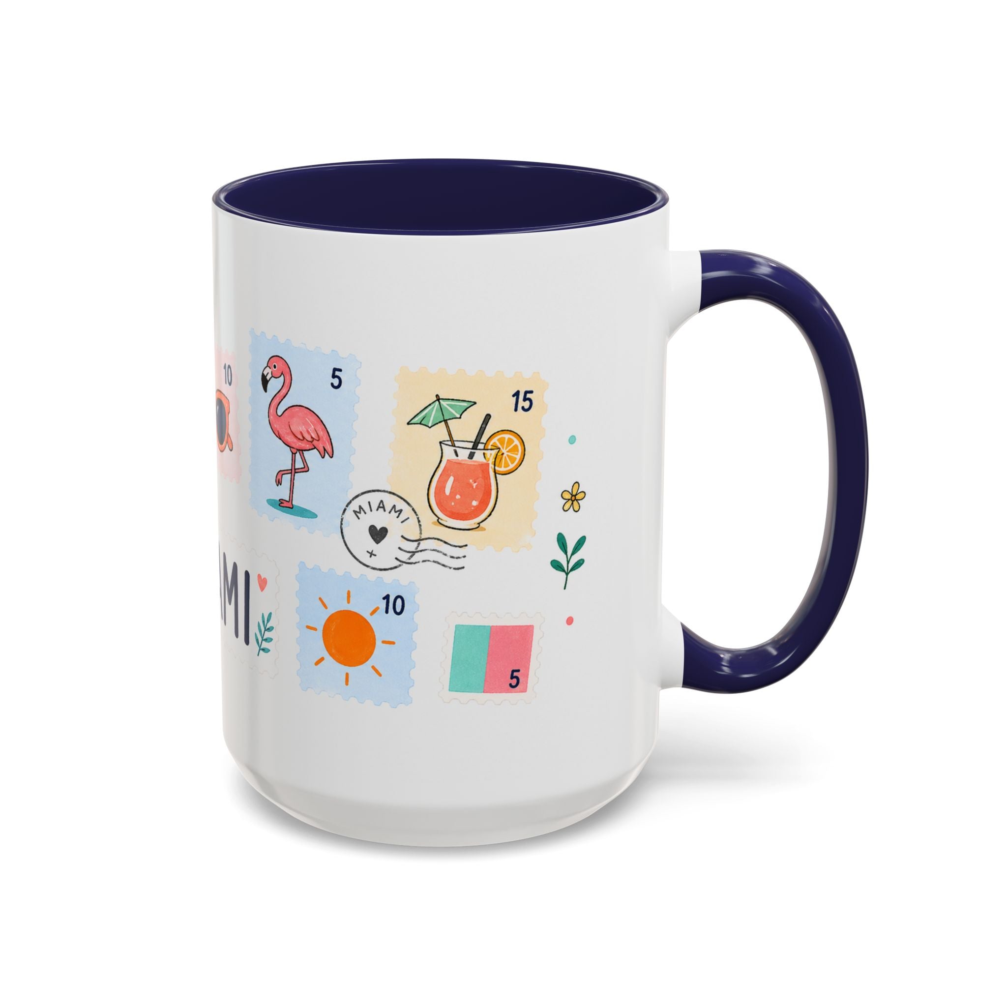 Miami Coffee Mug | Postage Stamp Collage Mug | Travel Souvenir Accent Cup 11oz 15oz