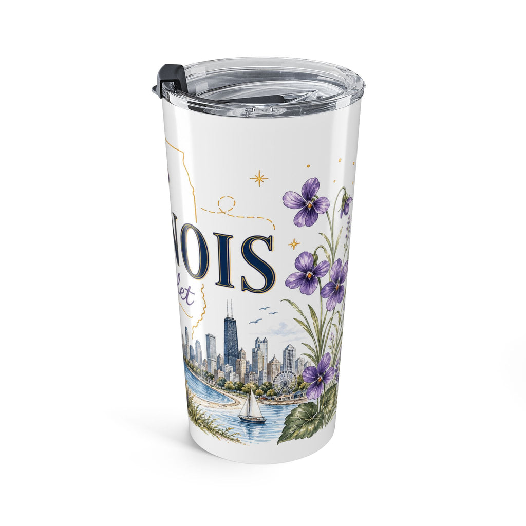 Illinois State Flower 20oz Tumbler | Violet Botanical State Flower Gift | Insulated Stainless Steel Travel Cup