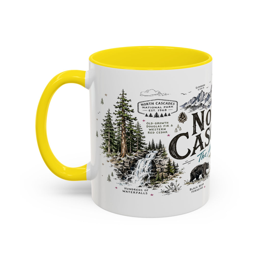 North Cascades National Park Coffee Mug | Washington Alpine Glacier Hiking Gift | Accent Color Ceramic 11oz 15oz