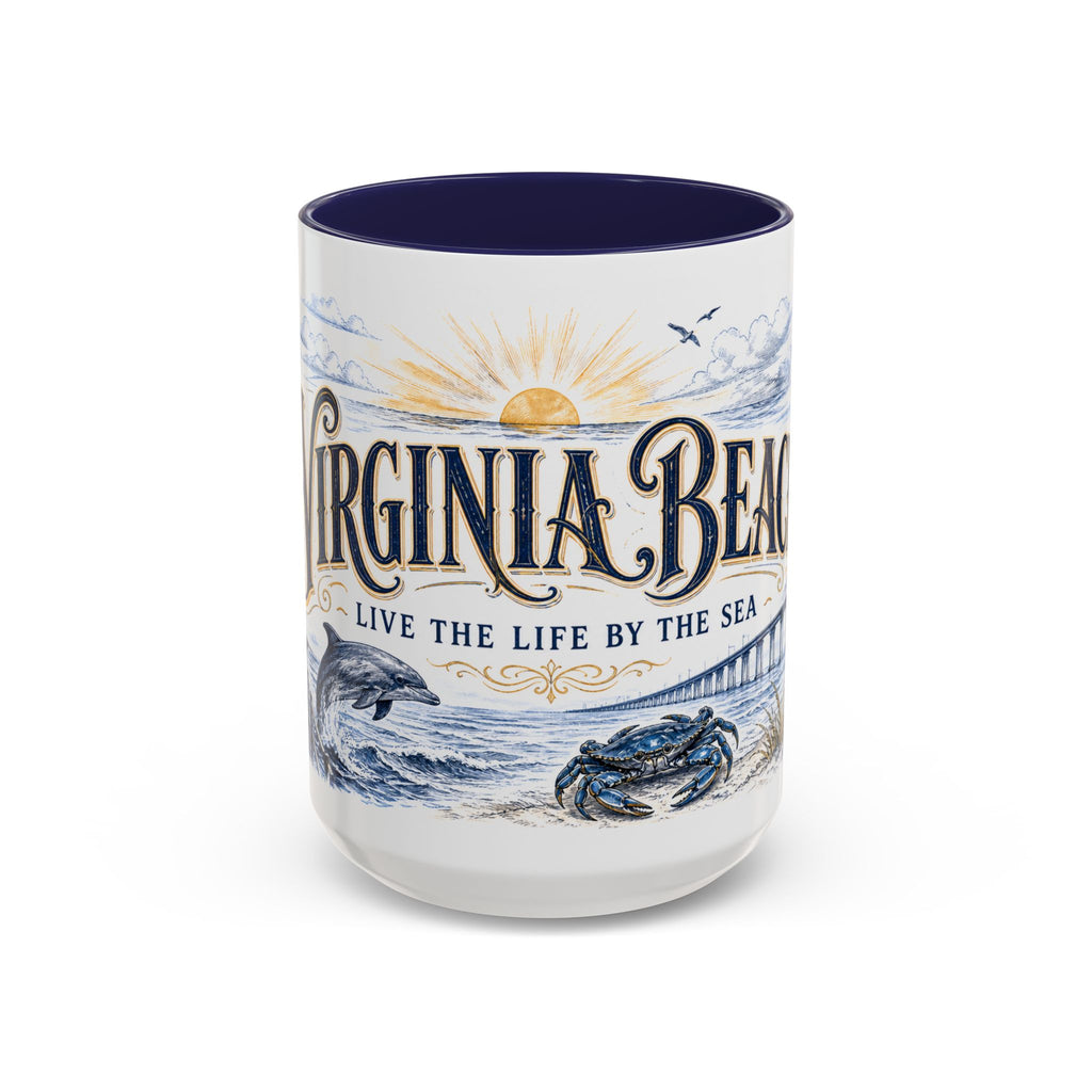 Virginia Beach Coffee Mug | United States Travel Souvenir | Vintage Illustrated City Gift | 11 oz 15 oz Accent Mug