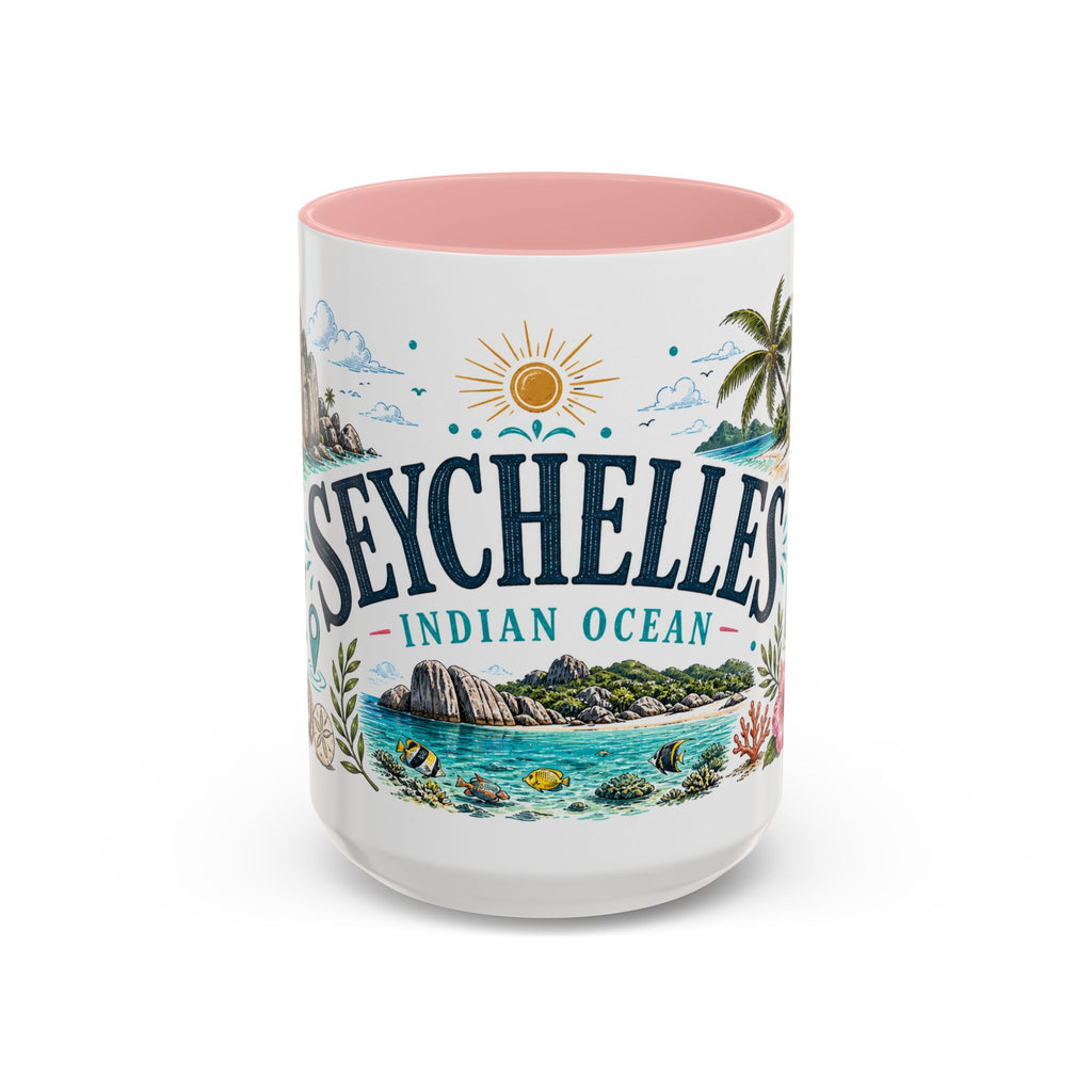 Seychelles Coffee Mug | Travel Destination Souvenir Gift | Accent Color Ceramic 11oz 15oz