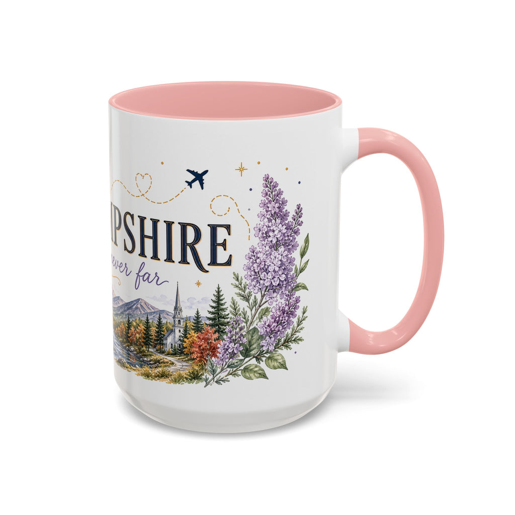 New Hampshire State Map Mug | Botanical Accents, Mountain Landscape Coffee Cup