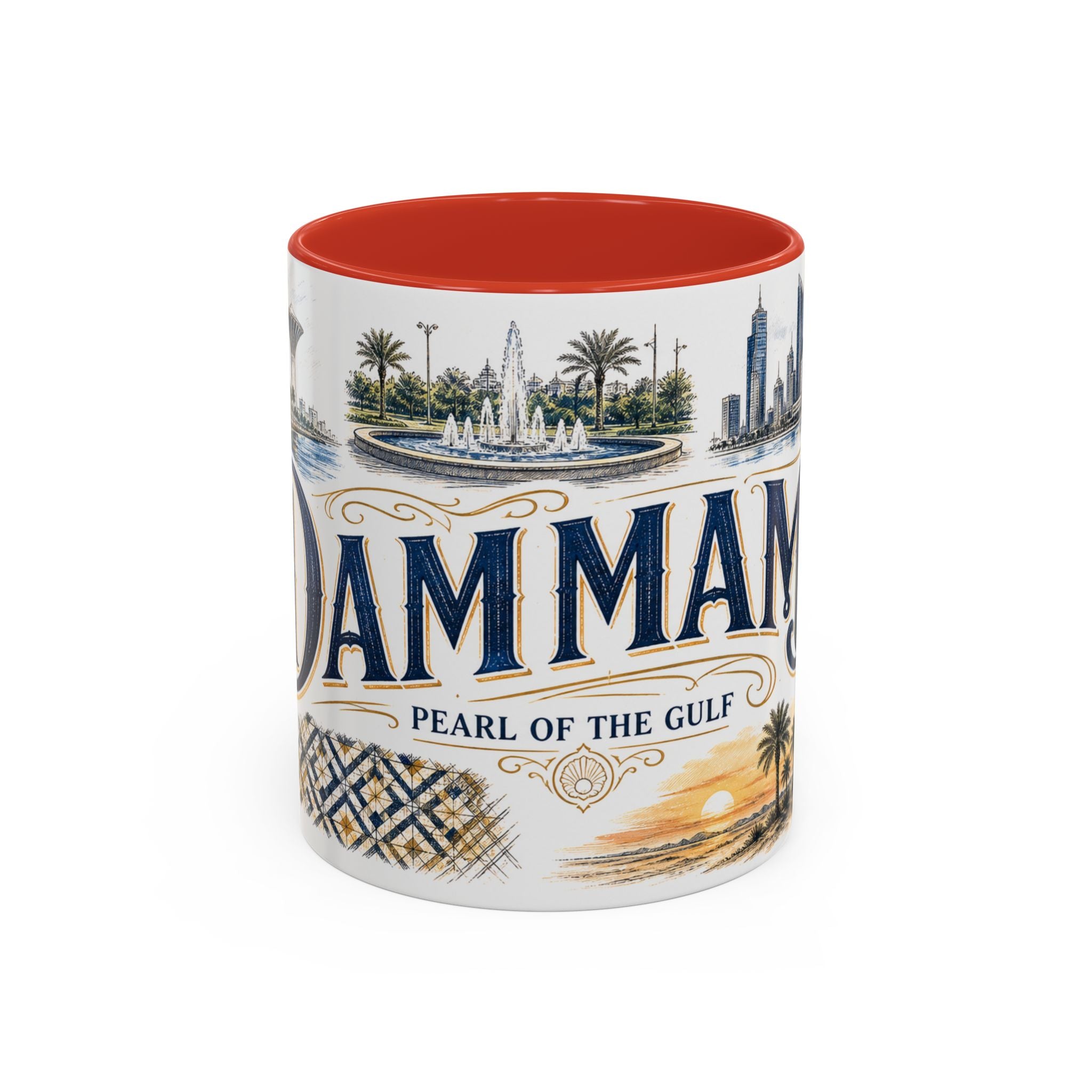 Dammam Coffee Mug | Saudi Arabia Travel Souvenir | Vintage Illustrated City Gift | 11 oz 15 oz Accent Mug