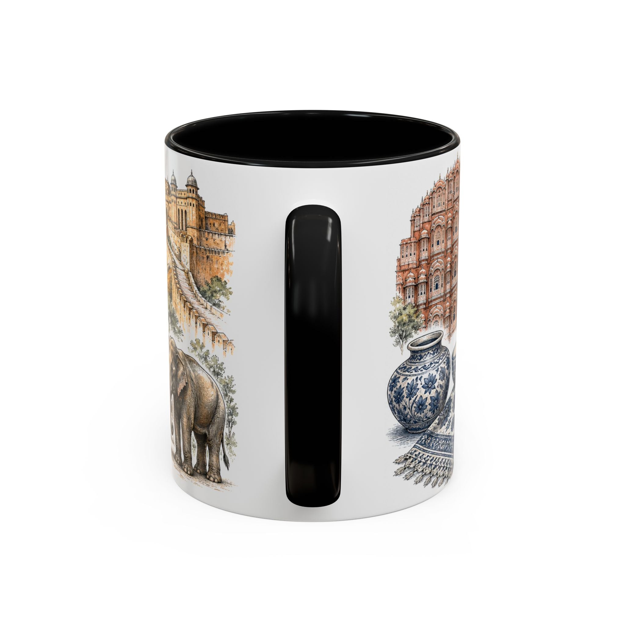 Jaipur Coffee Mug | India Travel Souvenir | Vintage Illustrated City Gift | 11 oz 15 oz Accent Mug