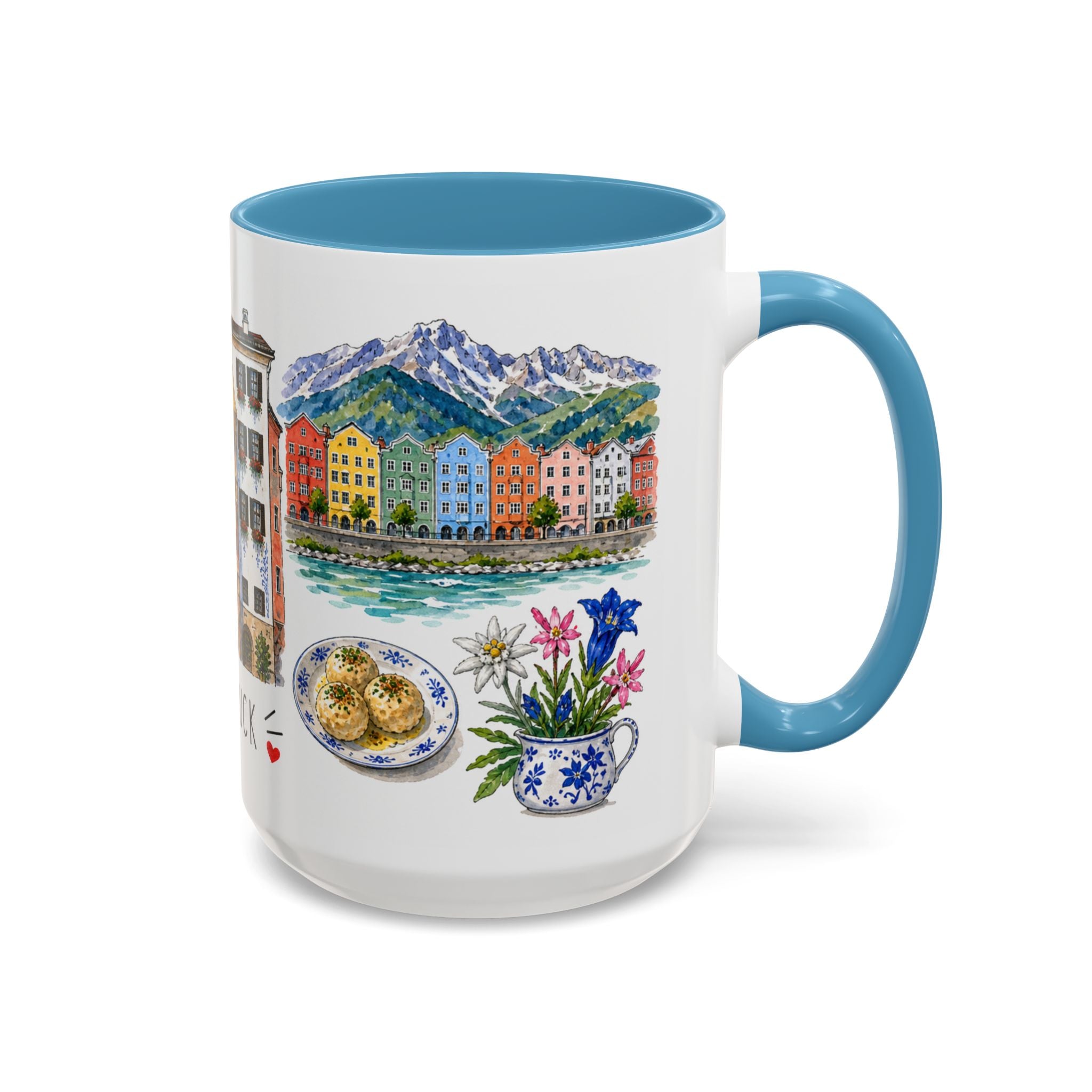 Innsbruck Illustrated Travel Mug | City Souvenir Accent Coffee Mug | 11oz 15oz Ceramic Cup