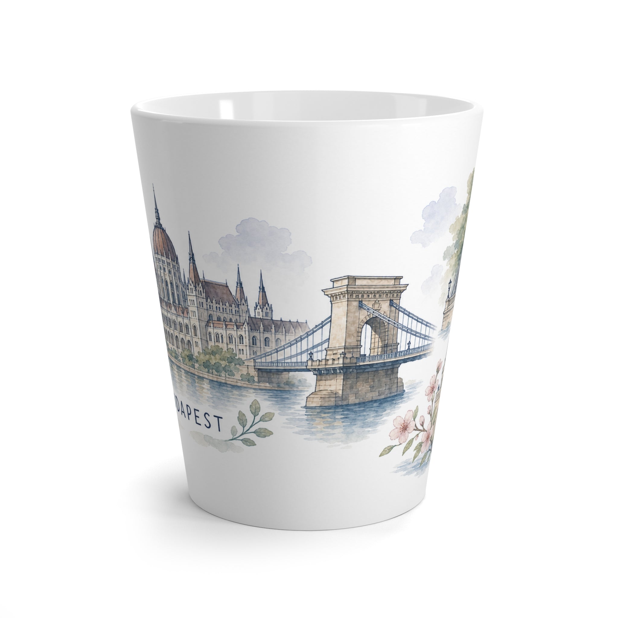 Budapest Latte Mug | Watercolor City Travel Mug | 12 oz Ceramic Souvenir Gift