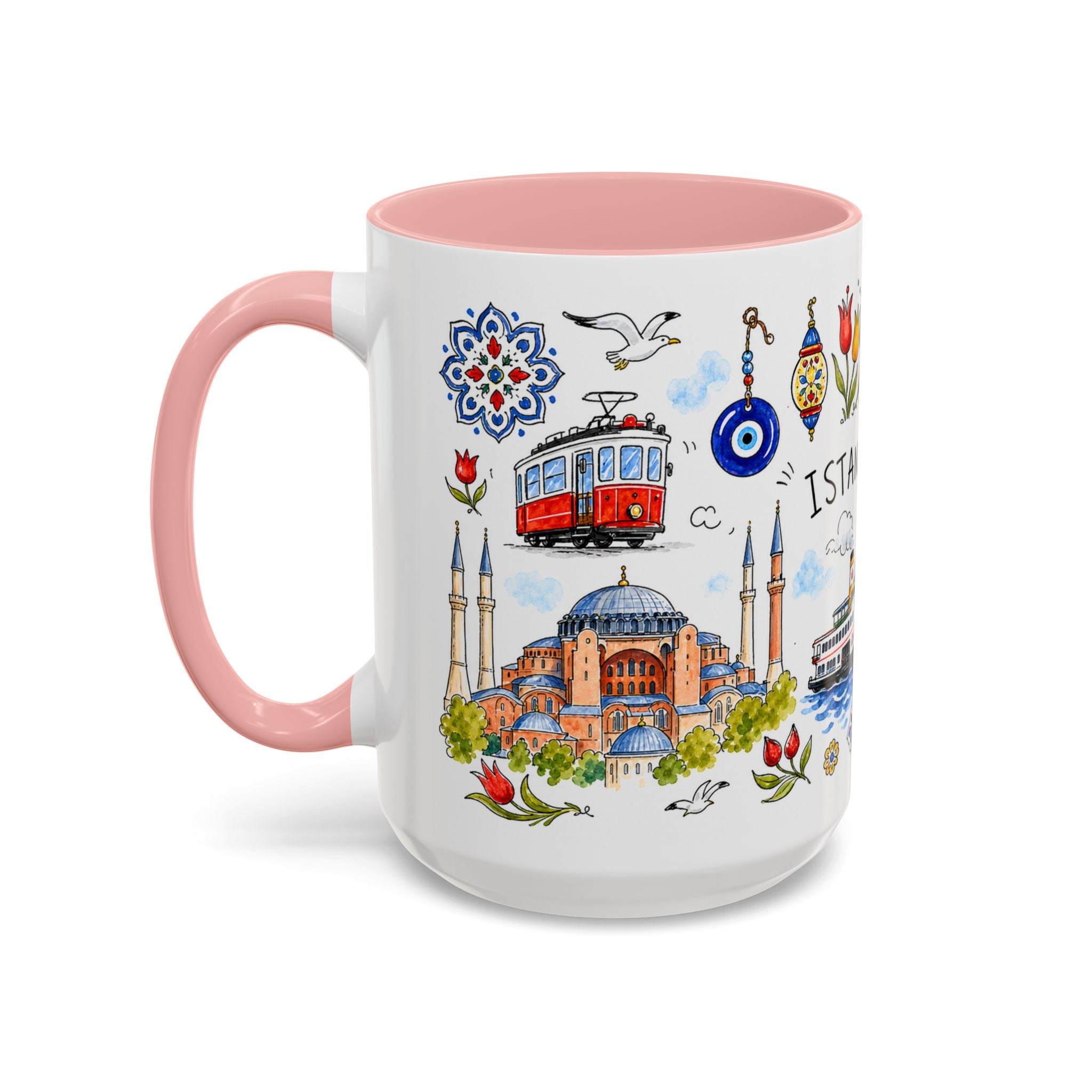 Istanbul Travel Mug | European City Souvenir Accent Coffee Mug | 11oz 15oz Ceramic Cup