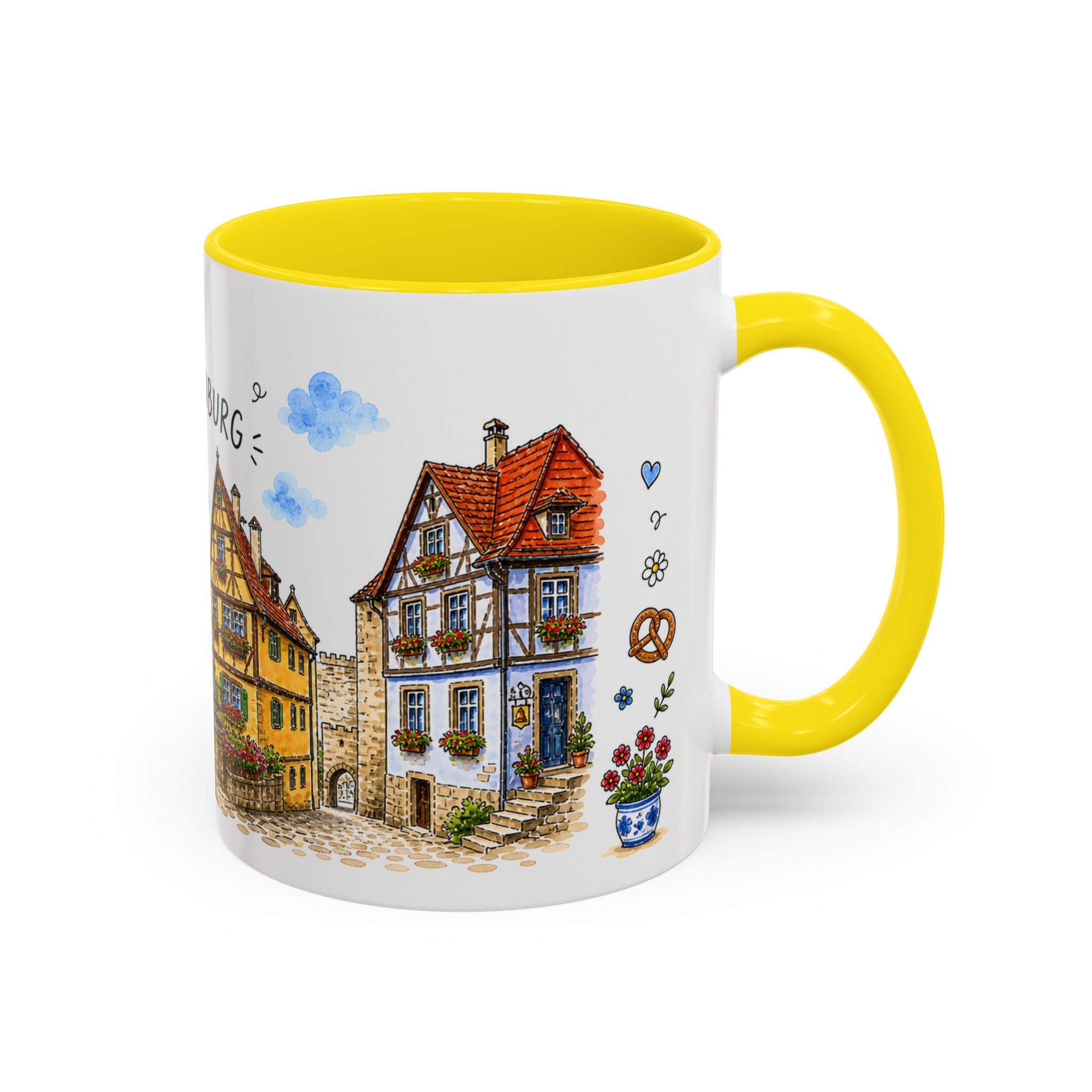 Rothenburg Illustrated Travel Mug | Germany Souvenir Accent Coffee Mug | 11oz 15oz Ceramic Cup