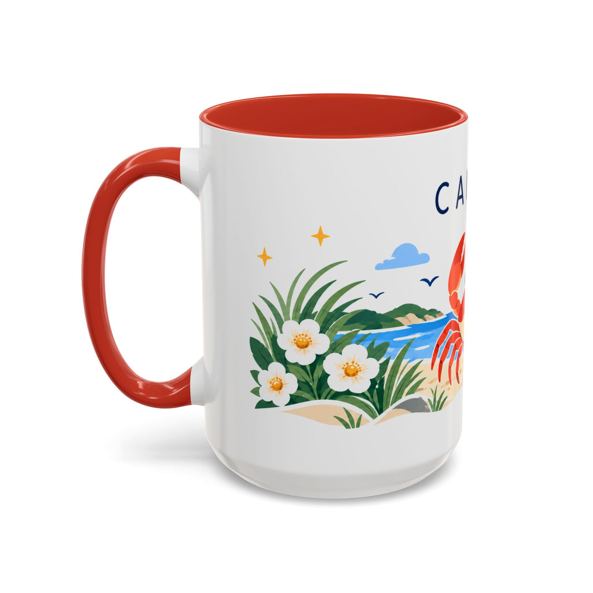 Cancer Zodiac Coffee Mug | Crab and Coastal Design | Astrology Birthday Gift | 11 oz 15 oz Ceramic Accent Mug