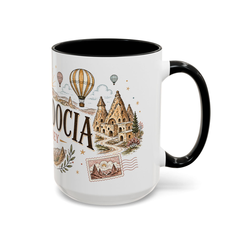 Cappadocia Coffee Mug | Travel Destination Souvenir Gift | Accent Color Ceramic 11oz 15oz