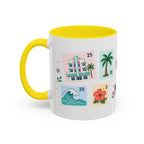 Miami Coffee Mug | Postage Stamp Collage Mug | Travel Souvenir Accent Cup 11oz 15oz