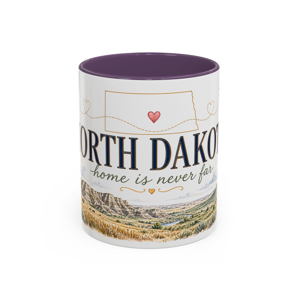 North Dakota State Map Mug | Prairie Rose Botanical Accent Coffee Cup