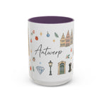 Antwerp Christmas Mug | Watercolor Travel Souvenir | Holiday Gift | Accent Ceramic Coffee Cup 11oz 15oz