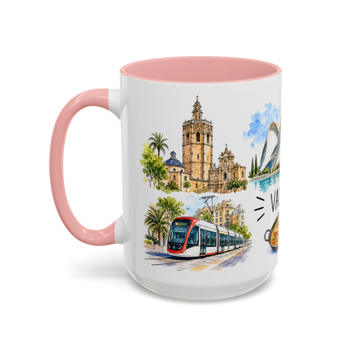 Valencia Illustrated Travel Mug | City Souvenir Accent Coffee Mug | 11oz 15oz Ceramic Cup