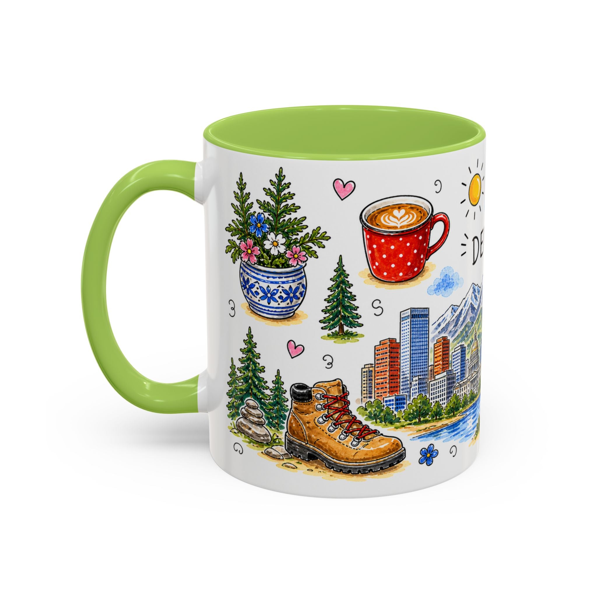 Denver Illustrated Travel Mug | City Souvenir Accent Coffee Mug | 11oz 15oz Ceramic Cup