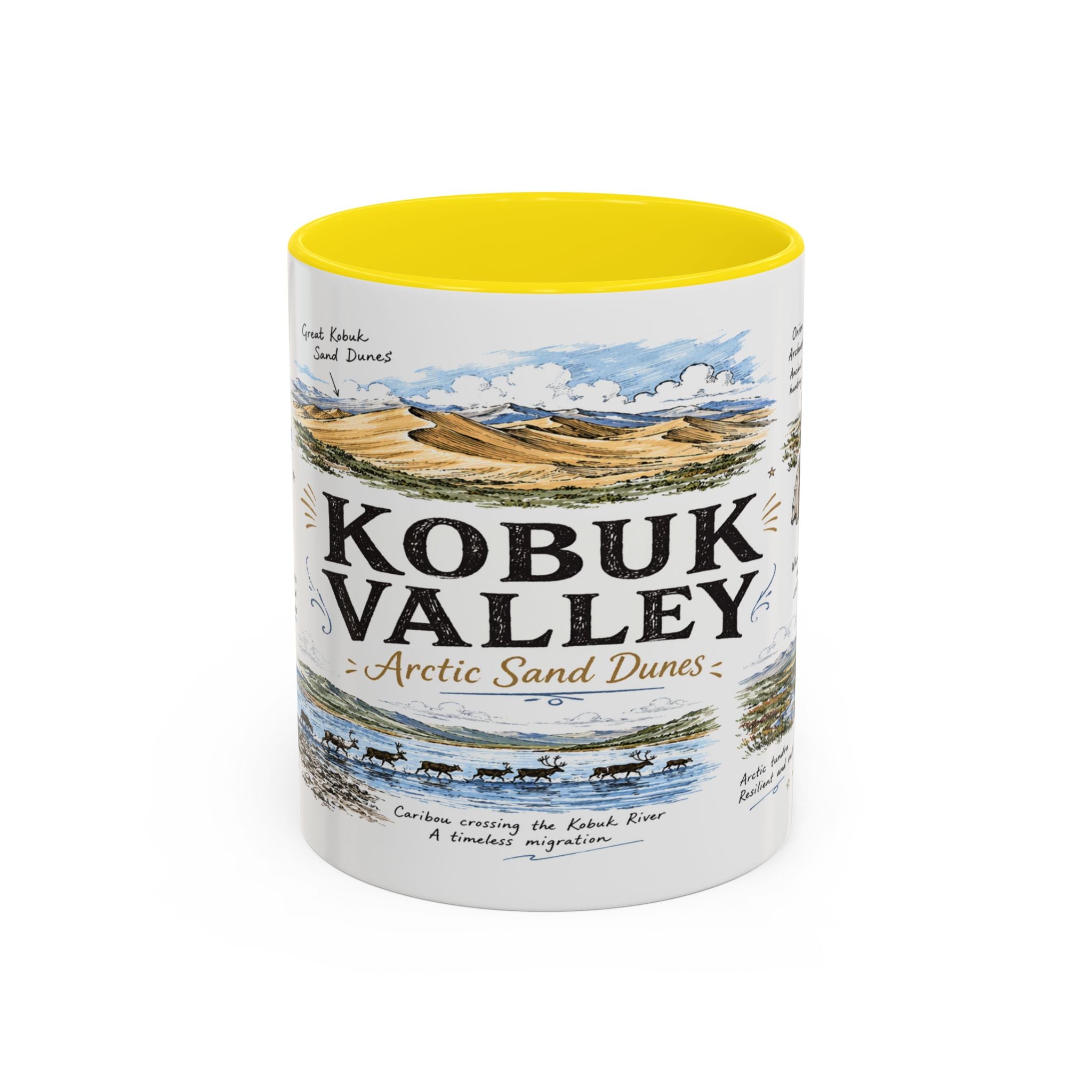 Kobuk Valley National Park Coffee Mug | Alaska Arctic Sand Dunes Gift | Accent Color Ceramic 11oz 15oz