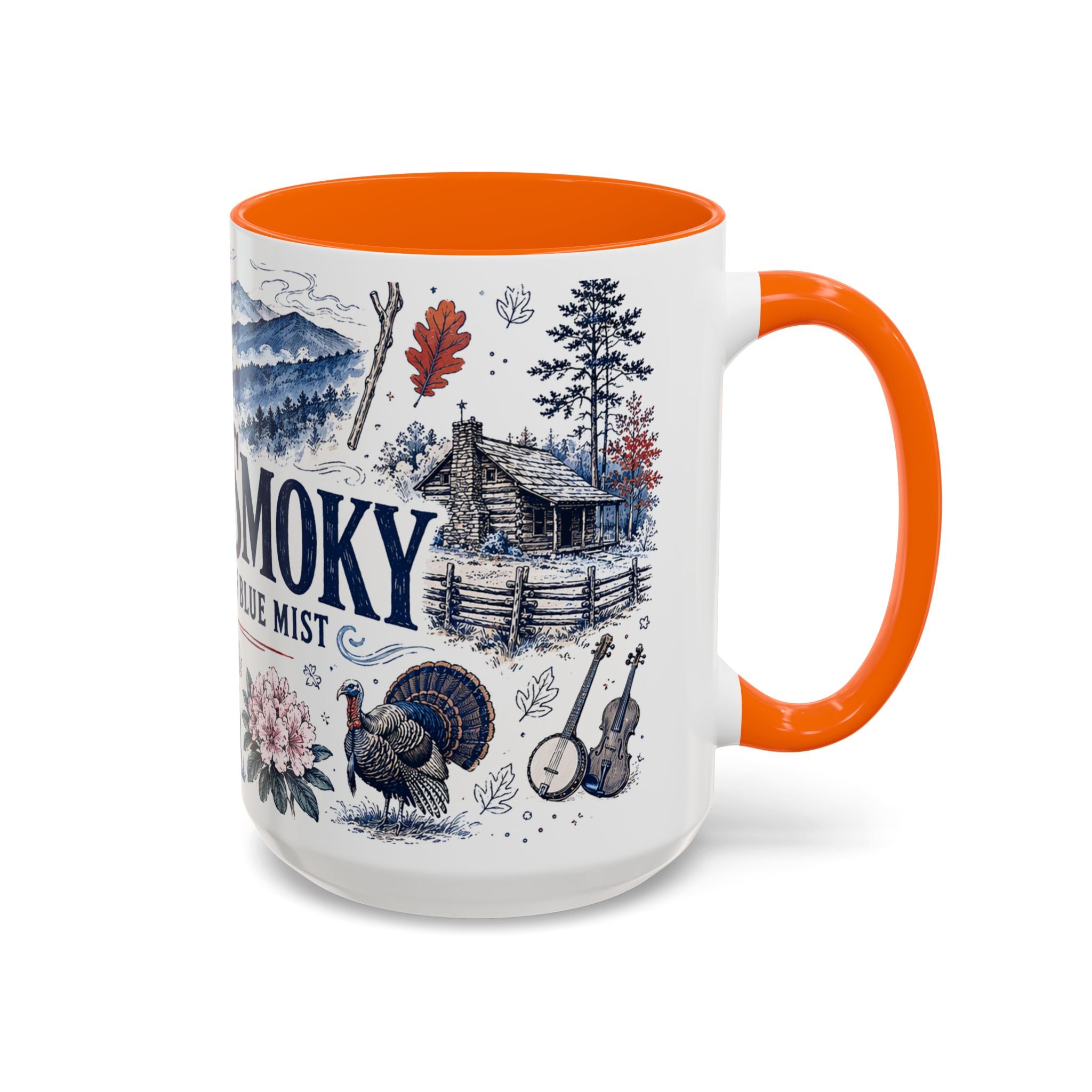 Great Smoky Mountains Coffee Mug | National Park Hiking Gift | Accent Color Ceramic 11oz 15oz