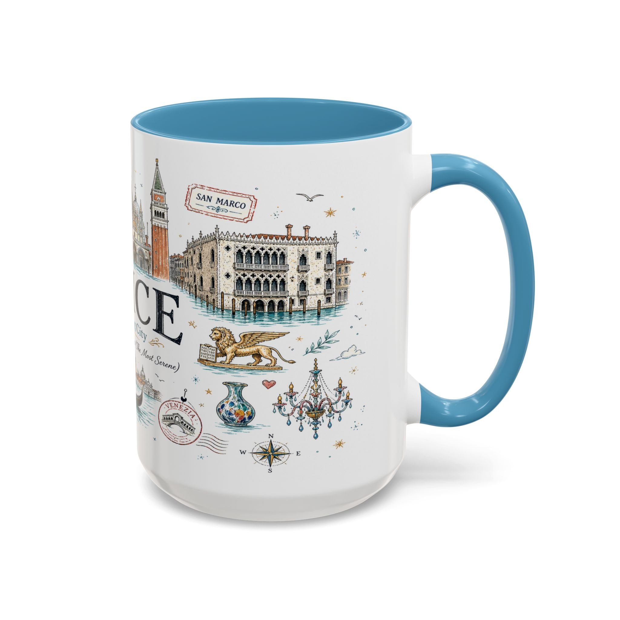 Venice Coffee Mug | Italy Souvenir Travel Gift | Accent Color Ceramic 11oz 15oz