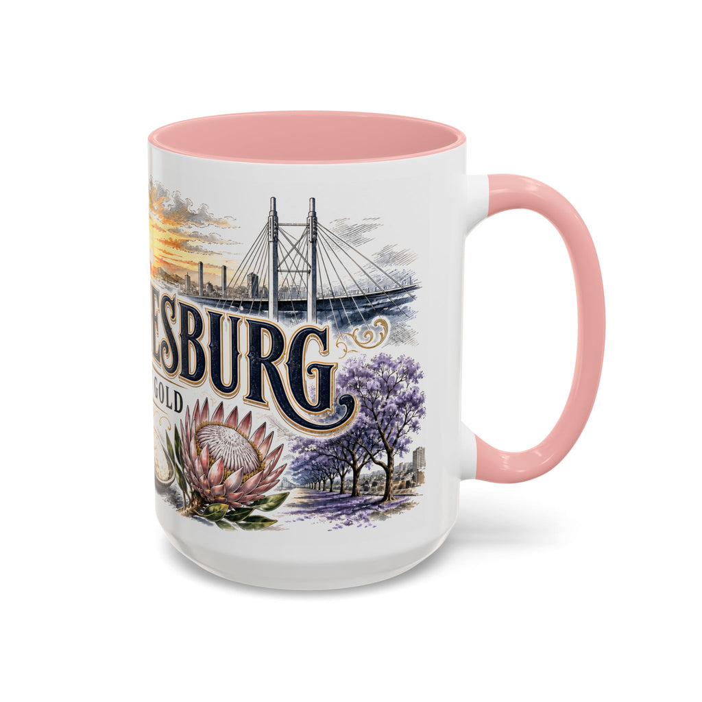 Johannesburg Coffee Mug | South Africa Travel Souvenir | Vintage Illustrated City Gift | 11 oz 15 oz Accent Mug