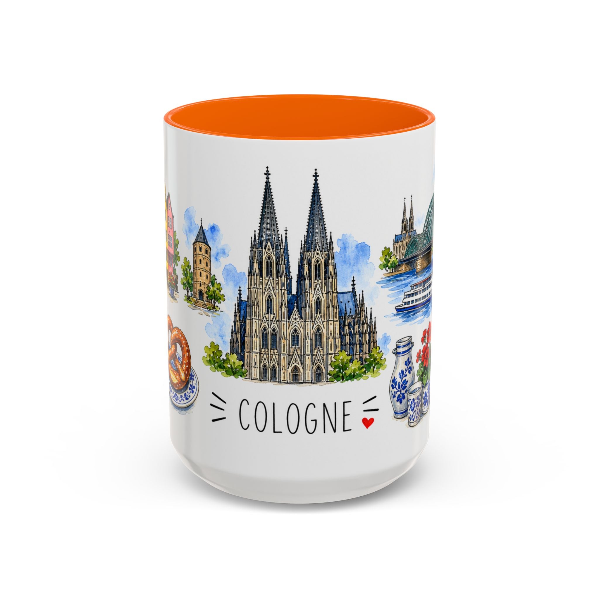 Cologne Illustrated Travel Mug | City Souvenir Accent Coffee Mug | 11oz 15oz Ceramic Cup