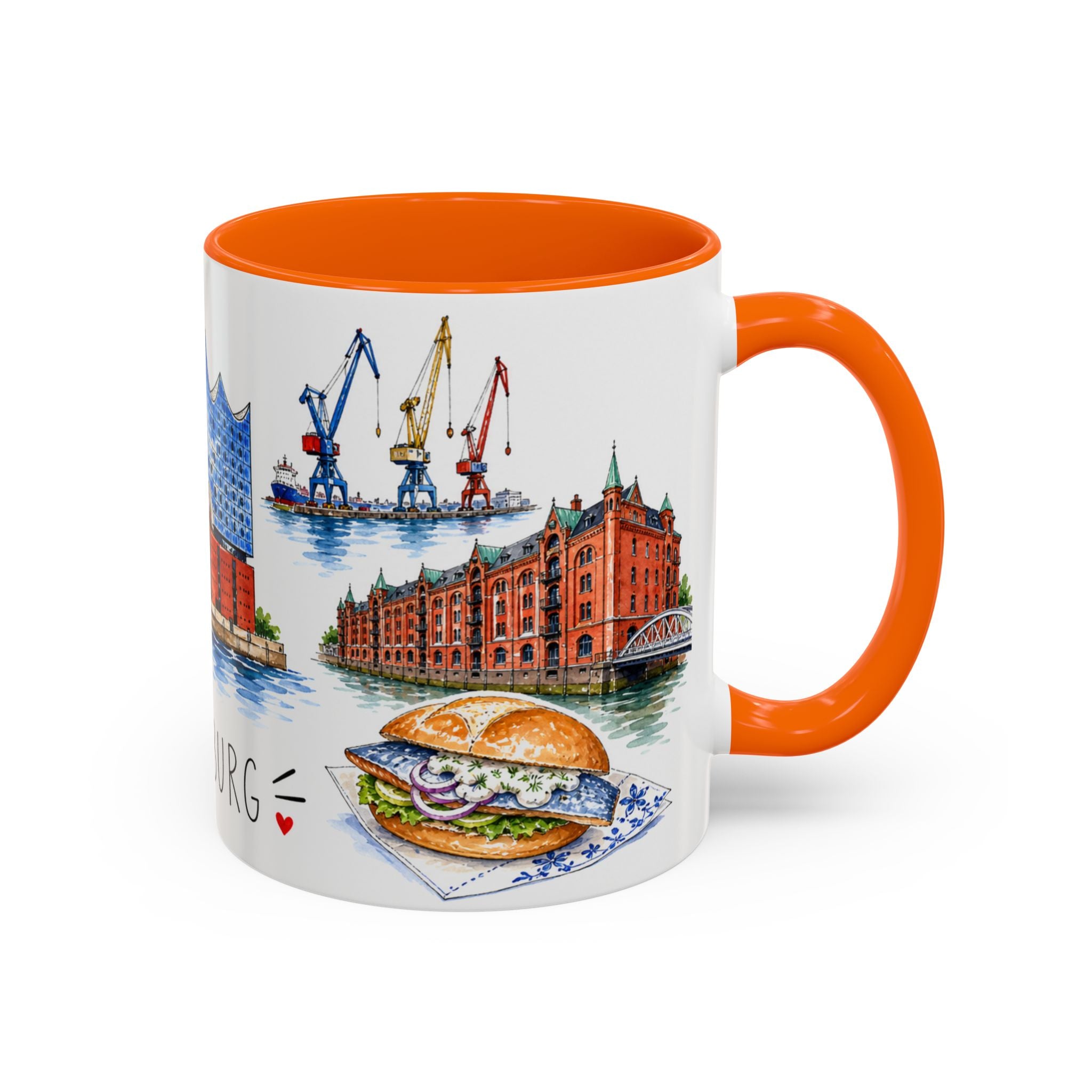 Hamburg Illustrated Travel Mug | City Souvenir Accent Coffee Mug | 11oz 15oz Ceramic Cup
