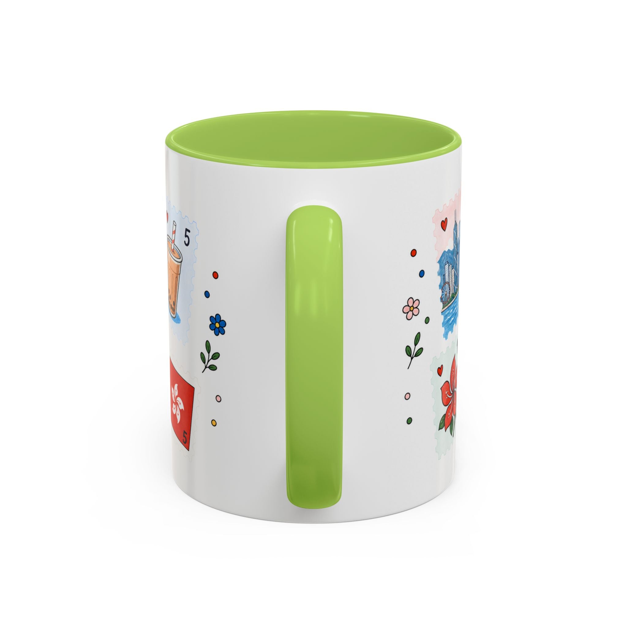 Hong Kong Coffee Mug | Postage Stamp Collage Mug | Travel Souvenir Accent Cup 11oz 15oz