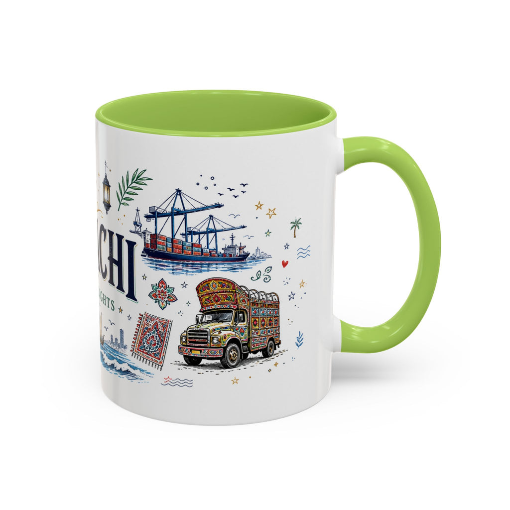 Karachi Coffee Mug | Pakistan Souvenir Travel Gift | Accent Color Ceramic 11oz 15oz