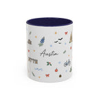 Austin Christmas Mug | Watercolor Travel Souvenir | Holiday Gift | Accent Ceramic Coffee Cup 11oz 15oz
