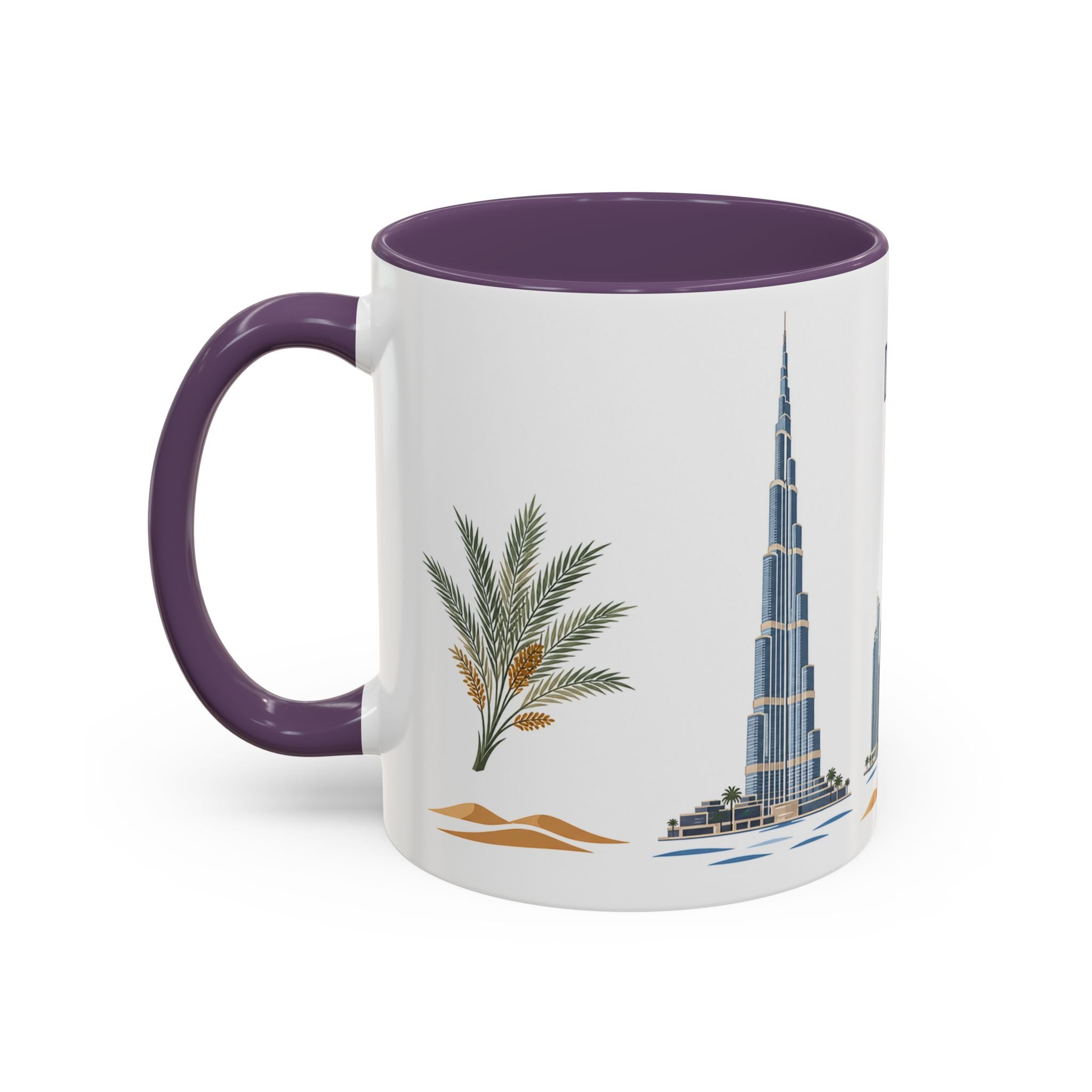 Dubai Coffee Mug | United Arab Emirates Travel Souvenir | Porcelain Decal City Gift | 11oz 15oz Accent Mug