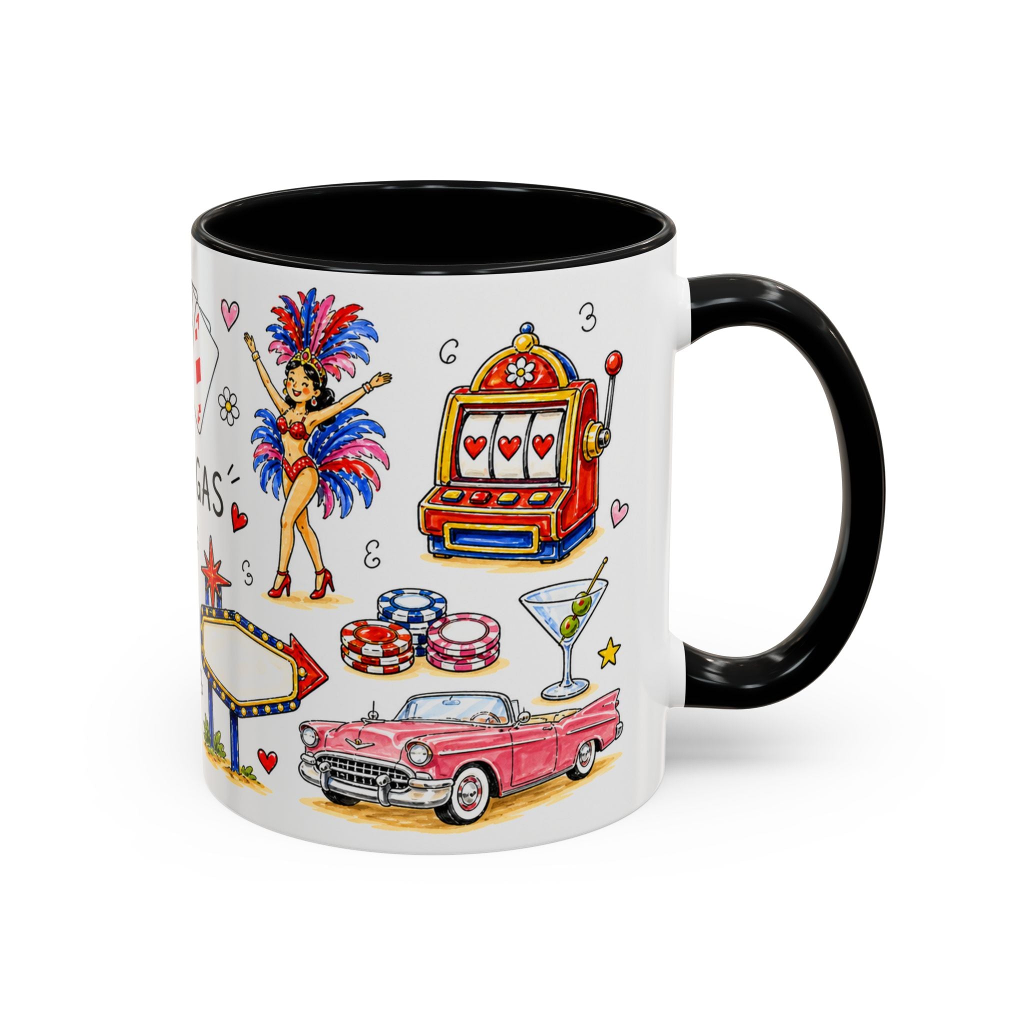 Las Vegas Illustrated Travel Mug | City Souvenir Accent Coffee Mug | 11oz 15oz Ceramic Cup