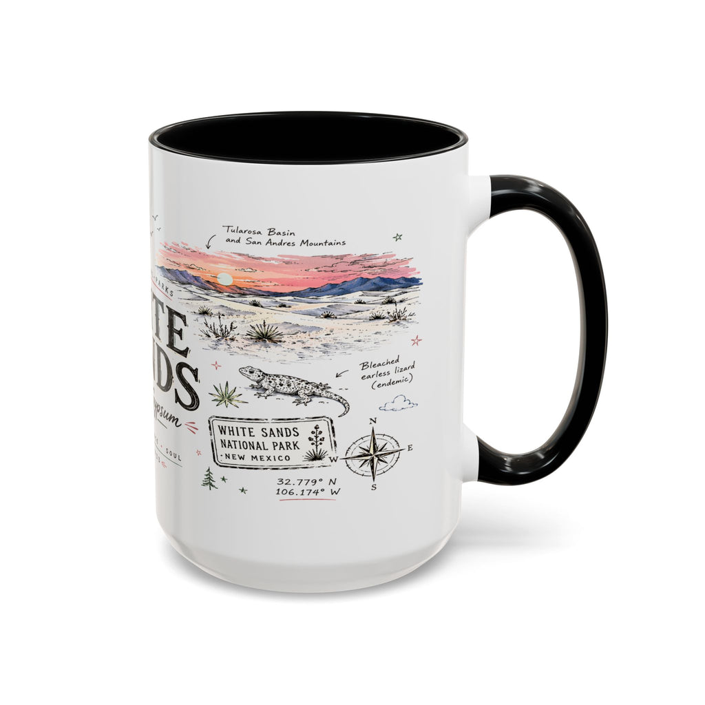 White Sands National Park Coffee Mug | New Mexico Desert Sand Dunes Gift | Accent Color Ceramic 11oz 15oz